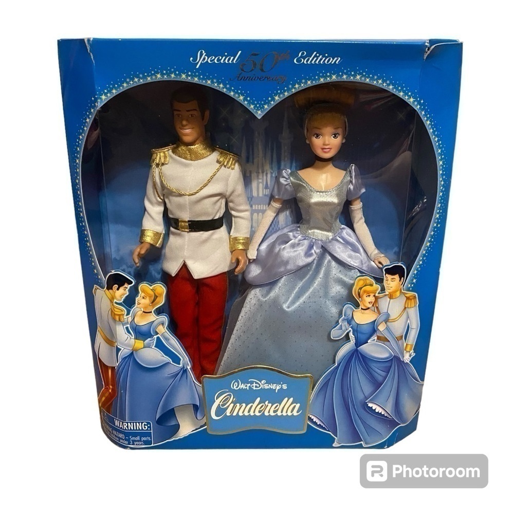 Vintage Disney Parks Cinderella & Princess Charming Doll Set NEW Kids Toy